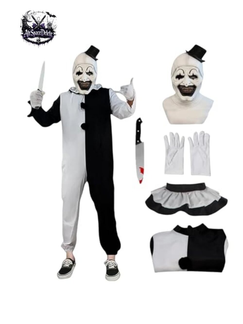 Killer Clown Cosplay Jumpsuit Glove Polyester Halloween Costume
